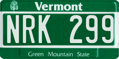 VT license plate NRK299