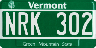 VT license plate NRK302