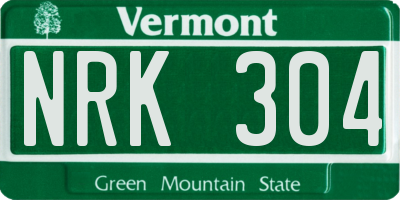 VT license plate NRK304