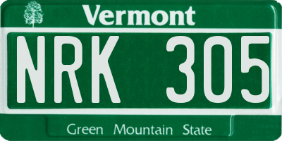 VT license plate NRK305