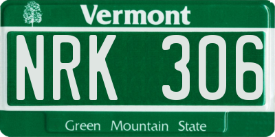 VT license plate NRK306