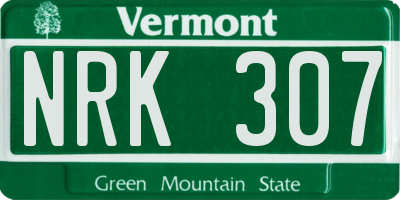 VT license plate NRK307
