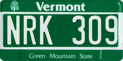 VT license plate NRK309