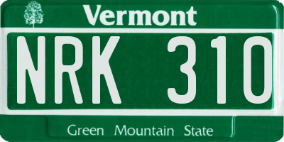 VT license plate NRK310