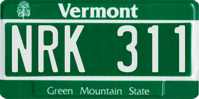 VT license plate NRK311