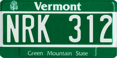 VT license plate NRK312