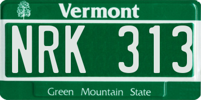 VT license plate NRK313