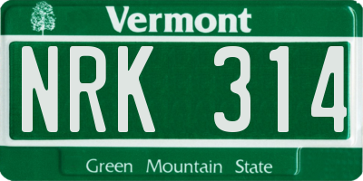 VT license plate NRK314