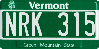 VT license plate NRK315