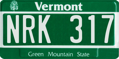 VT license plate NRK317