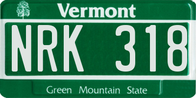 VT license plate NRK318