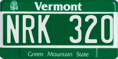 VT license plate NRK320