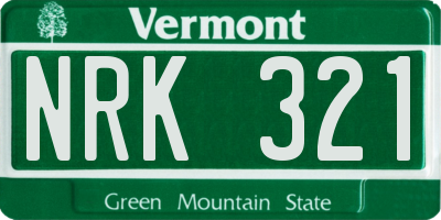VT license plate NRK321
