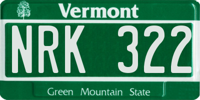 VT license plate NRK322
