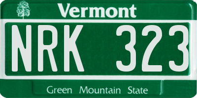 VT license plate NRK323