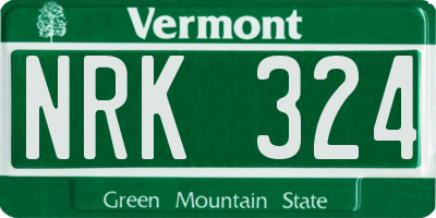 VT license plate NRK324