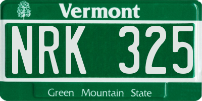 VT license plate NRK325