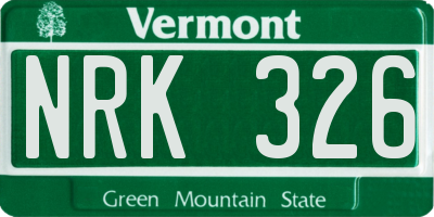VT license plate NRK326