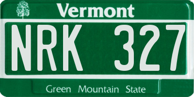 VT license plate NRK327