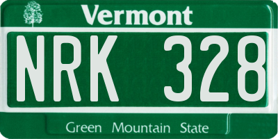 VT license plate NRK328