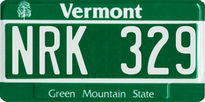 VT license plate NRK329
