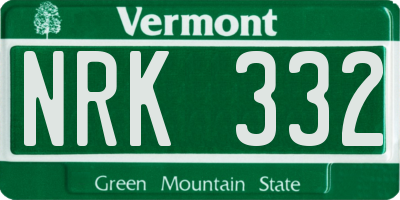 VT license plate NRK332
