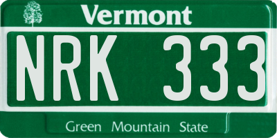 VT license plate NRK333