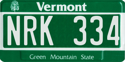 VT license plate NRK334