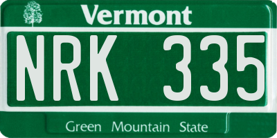 VT license plate NRK335