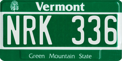 VT license plate NRK336