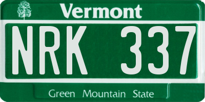 VT license plate NRK337