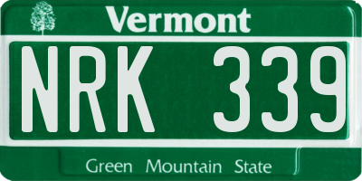 VT license plate NRK339