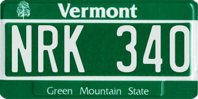 VT license plate NRK340