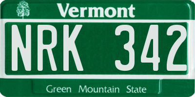 VT license plate NRK342