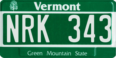 VT license plate NRK343