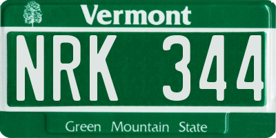 VT license plate NRK344