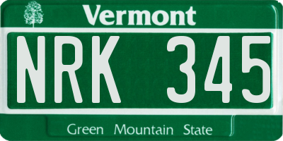 VT license plate NRK345
