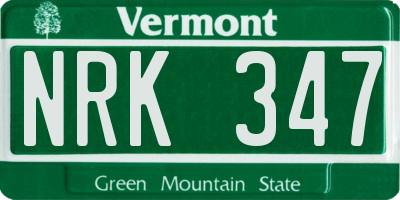 VT license plate NRK347