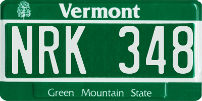 VT license plate NRK348