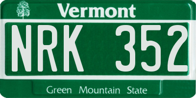 VT license plate NRK352