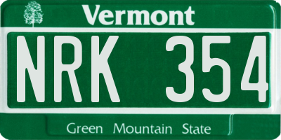 VT license plate NRK354