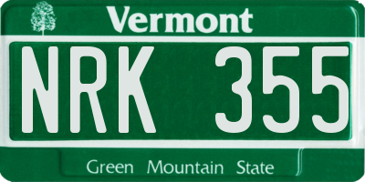 VT license plate NRK355