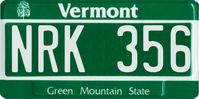 VT license plate NRK356