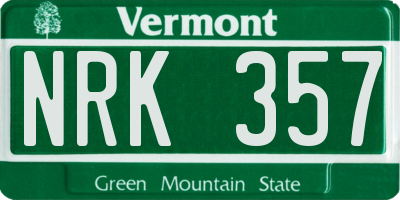 VT license plate NRK357