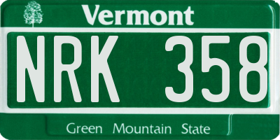 VT license plate NRK358