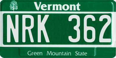 VT license plate NRK362