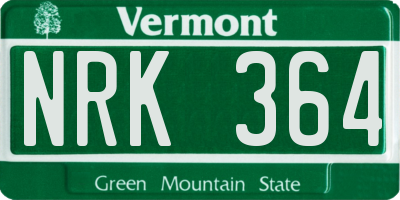 VT license plate NRK364