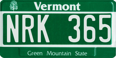 VT license plate NRK365