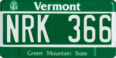 VT license plate NRK366