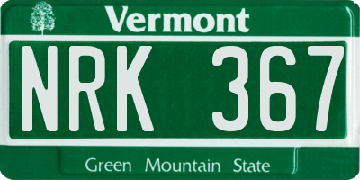VT license plate NRK367